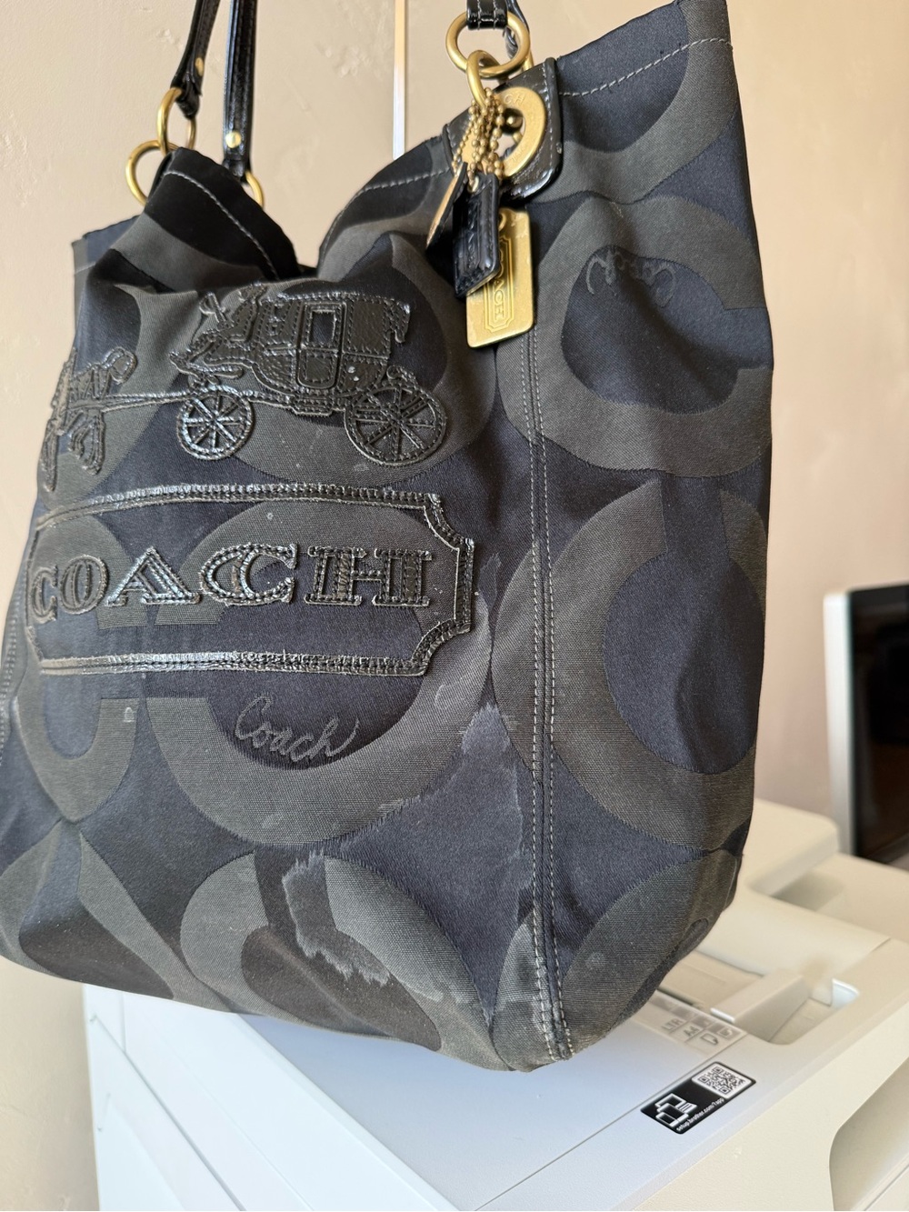 Coach Madison Op Art Black Ex-Large Tote #13001 - Picture 3 of 11